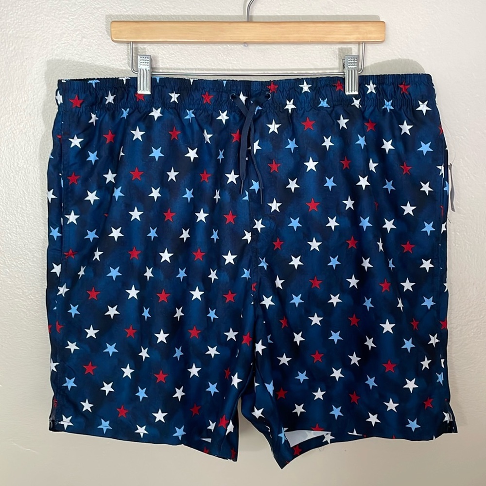 Old Navy Navy Swim Trunks with Red, White & Light Blue Stars